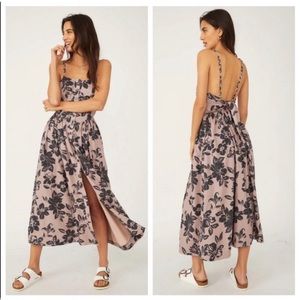 Free People The Perfect Sundress Floral Open Back Button Down Maxi Dress